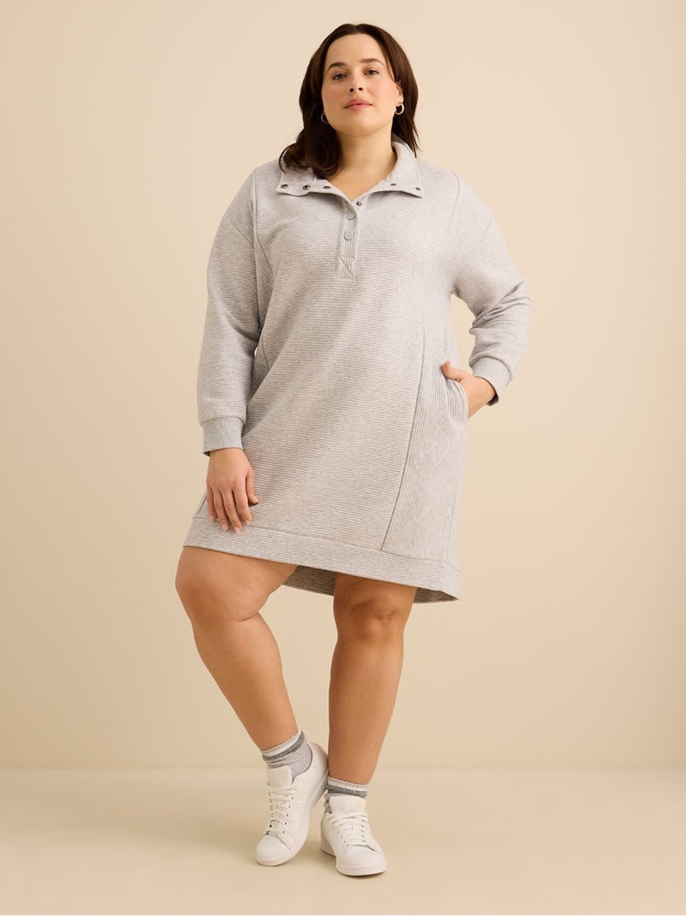 • Activezone Heather Grey Mock-Neck Dress With Pockets